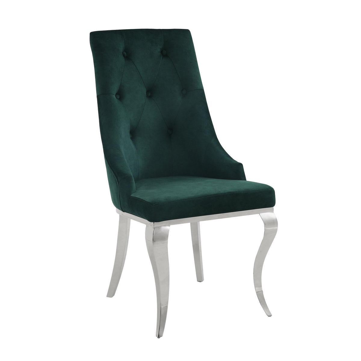 Showcase Green Fabric & Stainless Steel Side Chair (Set of 2)