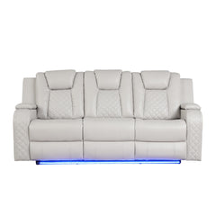 WALTZ LED & Power Reclining Sofa Made With Faux Leather in Ice