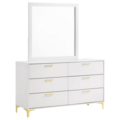 Eternity White 6-drawer Dresser with Mirror