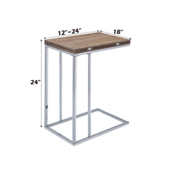 Dionysus Weathered Oak & Chrome Finish Accent Table