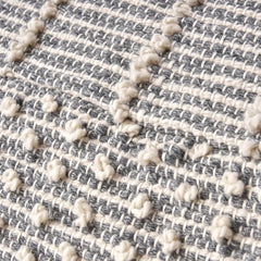 Log Large Handcrafted Faux Yarn Pouf, Ivory and Grey