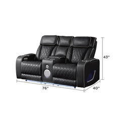 Hephaestus Modern Style Upholstery Recliner Loveseat Made with Wood & Massage Function Included-Black