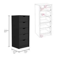 Utopia 5 Drawers Tall Dresser, Pull Out System -Black