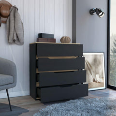 Comet Dresser 35"H, Four Drawers, Superior Top, Black / Light Oak