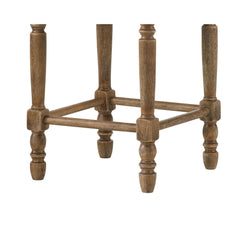 Set of 2pc Counter Height Stools Oak Finish Beige Fabric Seating Nailhead Trim Wooden Traditional Dining Room Furniture
