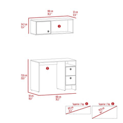 Halo 2-Pc Office Set, Two Shelves, Two Drawers, Wall Cabinet, Single Door Cabinet, -Light Oak / Taupe