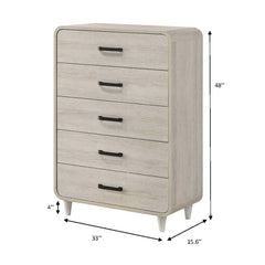 1pc Contemporary White Finish Ample Drawer Space Five Drawers Tall Chest Storage Wooden Furniture Antique White Color