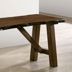 Rustic Walnut Finish 1pc Bench Only Live Edge Design Distressed Wood Seat Dining Room Furniture Solid wood Bench
