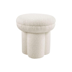 Contemporary Style Beige Finish Round Top Accent Chair Pedestal Base Mushroom Design Stool Primary Living Room