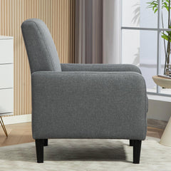 Faux Linen Upholstered Accent Chair, Modern Armchair with Solid Wood Frame, Single Sofa Chair for Living Room Bedroom