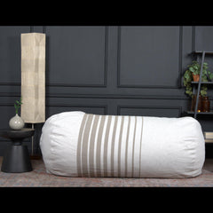 Symphony 6.5 Foot Striped Cylindrical Bean Bag, Natural Color with ligt Brown Stripes
