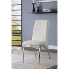 Aurora White Synthetic Leather & Chrome Finish Side Chair (Set of 2)