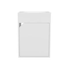 Tale Floating Wide One-Door Vanity With Resin Sink And Two Shelves, Bathroom Storage, White