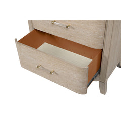 Transitional Style 1pc Nightstand Curved Edges USB Port French And English Dovetail Drawers Acrylic Handles Natural Oak Finish Bedroom Furniture