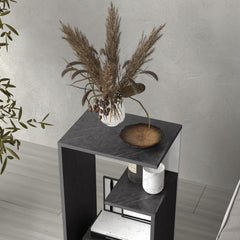 Cosmos 25" High 3-Tier Open Shelf Side Table, Onix - White
