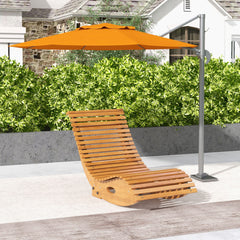 Outdoor Rocking Chair w/ Slatted Seat, Wooden Rocking Chair, 51.25" x 23.5" x 23.5", Light Brown