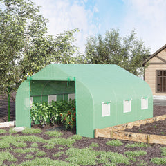 11.5' x 10' x 6.5' Outdoor Portable Walk-In Tunnel Greenhouse with Windows, Green