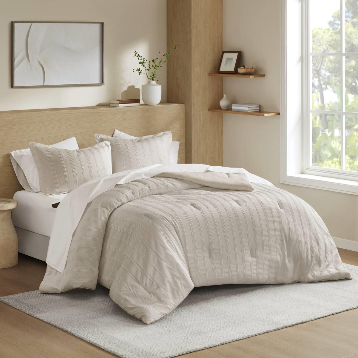 7-Piece Full Woven Striped Comforter Set