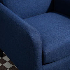 Faux Linen Upholstered Accent Chair, Modern Armchair with Solid Wood Frame, Single Sofa Chair for Living Room Bedroom