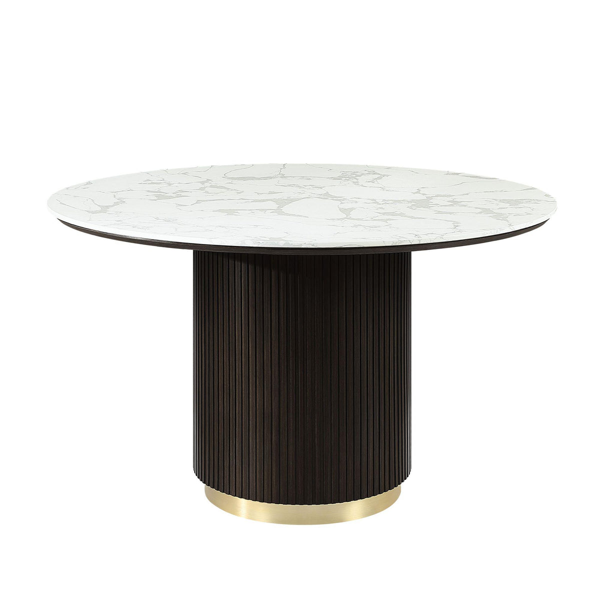 Helen Engineering Marble Top and Espresso Finish Around Dining Table