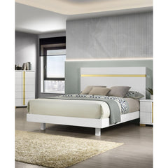 White 1pc Queen Size Bed Underbed LED Modern Bedroom Furniture Acrylic Trim Mattress Ready Bedframe