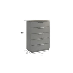 Sonata Chest – Two-Tone High-Gloss Marble & Lacquer Finish with Spacious Drawers and Metal-Finished Legs- Gray