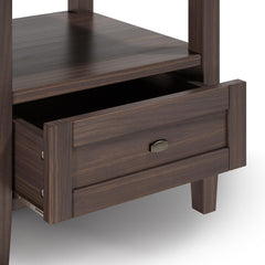 Warm Shaker Solid Wood 20 inch Wide Transitional End Table in Warm Walnut Brown