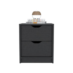 Nightstand Gandu, Two Drawers, Black Wengue Finish
