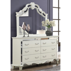Record Mirror Framed Dresser made with Wood in White(Includes Dresser only-Mirror not included)