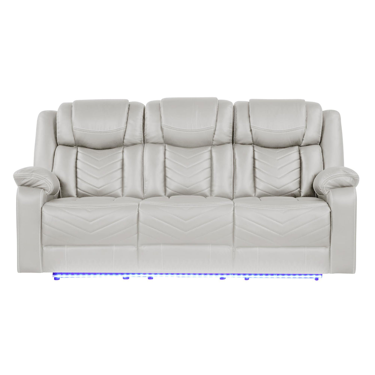Cassandra Modern Contemporary LED Power Recliner Sofa including cup holders made with wood and metal frame in Beige