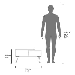 Museum 29" Wide Coffee Table with Three Shelves, Rectangular, Living Room White - Natural Oak