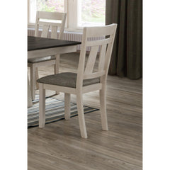 Cottage Style Dining Side Chair 2pc Set Upholstered Seat Chalk Gray Dining Room Wooden Furniture Transitional Design