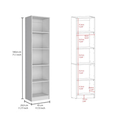 Nebula 4 Piece Home Bookcase set, 91" Wide with 17 Shelves And a Double-Door Cabinet , Living Room Set Whitee