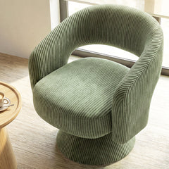 Swivel Barrel Accent Chair, Modern Upholstered Living Room Chair with Thick Padding for Reading, Green