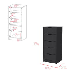 Dresser Kamran, Five Drawers Narrow, Black Wengue Finish