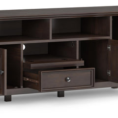 Atlas 72 inch Wide Solid Wood TV Stand in Brunette Brown For TVs up to 80 inches