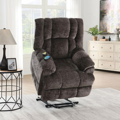 Venus Brown Chenille Power Motion Recliner with Lift, Heating & Massage Function