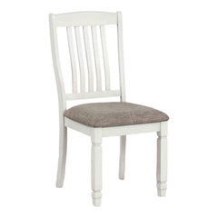 Farmhouse Style 2pc Side Chair Slat Back Upholstered Seat Rustic White Finish Dining Room Furniture