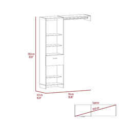 Oasis 150 Closet System, Metal Rod, Five Open Shelves, One Drawer -Black