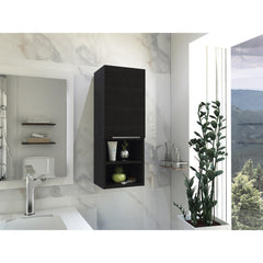 Legend Bathroom Cabinet, Two Interior Shelves, Two External Shelves, Single Door Cabinet -Black