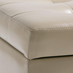 Gallery 34 inch Wide Storage Ottoman in Satin Cream Vegan Leather