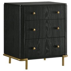 Atlas Black 3-drawer Nightstand