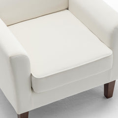 Haven Polyester Blend Armchair, Solid Birch Wood Frame with Brown Tapered Legs, Foam Padded Accent Chair with Trim Detail for Living Room Office