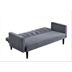 72" Velvet Convertible Futon Sofa Bed - Full Out Twin Sleeper Couch w/Channel Stitch, Wood Frame & High-Density Foam - Space-Saving for Apartments/Dorms, Grey