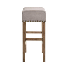 Contemporary Counter Height Stools Set of 2 Cushion Seat Classic Oak Finish Wooden Dining Furniture