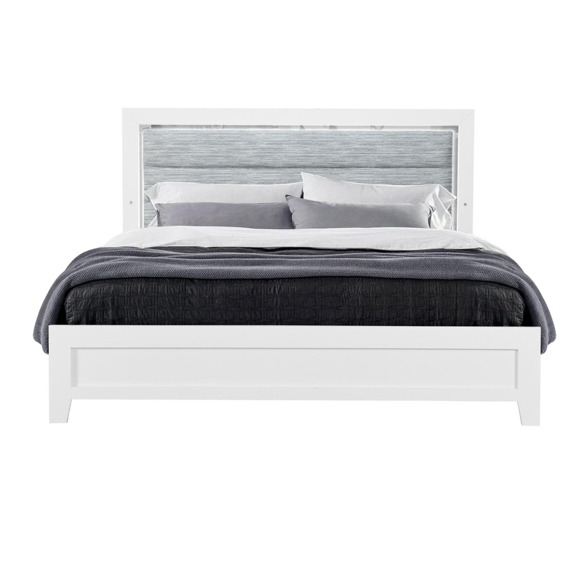 SUMMIT WHITE QUEEN BED WITH LED