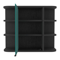 Display Cabinet 19" H, Six External Shelves, Three Interior Shelves, Black