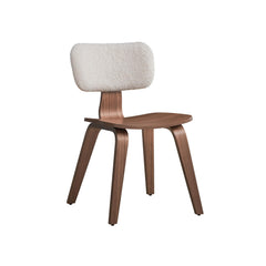 Poem White Boucle 7 Walnut Finish Side Chair (Set of 2)