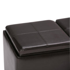 Neptune 42 inch Wide Storage Ottoman in Tanners Brown Vegan Leather