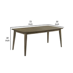 Aurora 72 Inch Rectangular Dining Table, Tapered Legs, Vintage Walnut Brown